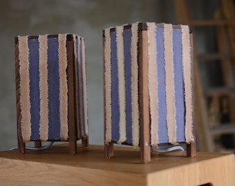 Cotton & Linen Table Lamps | Wooden Lamp Set of 2 | Japandi Lighting