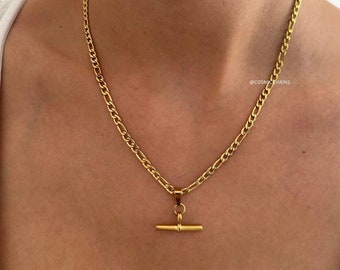 T Bar Necklace - Waterproof Necklace - T Bar Chain - Stacking Necklace