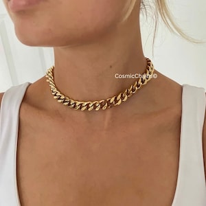 Chunky Curb Chain Choker: 18kt Gold Plated, Waterproof