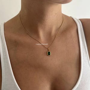 Green Pendant Necklace - Small Dainty Necklace - Necklace for Women - 18kt Gold Plated image 5