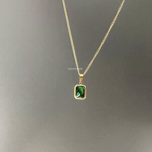 Green Pendant Necklace - Small Dainty Necklace - Necklace for Women - 18kt Gold Plated image 3