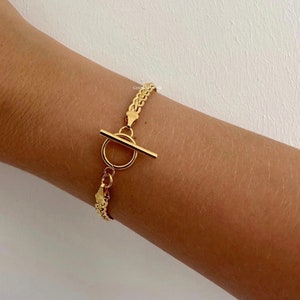 Delicate Gold Bracelet -Toggle Clasp Bracelet -Simple Gold Chain - Gold Bracelet - T bar bracelet