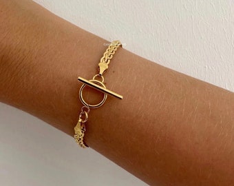 Delicate Gold Toggle Bracelet - 18kt Gold Plated Stainless Steel