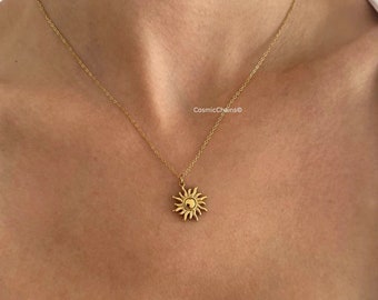 Sunshine Necklace - Sunburst Necklace - waterproof necklace - Minimalist Sun Necklace - Sun Pendant Necklace