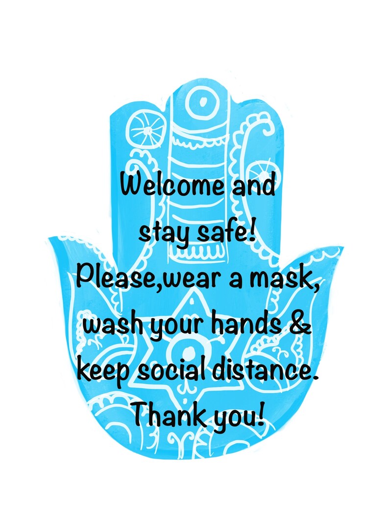 home door sign hamsa wear mask sign printable poster jpeg etsy