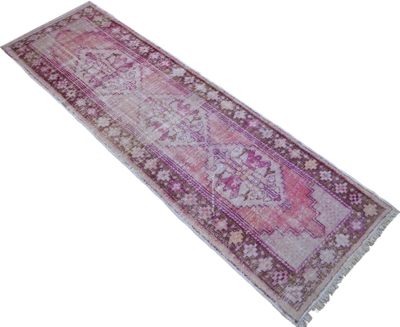 Handmade Turkish Oushak Runner Rug: Distressed Wool Hallway Rug (2'9" x 9')