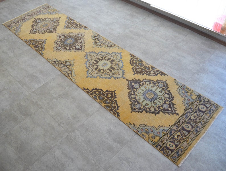 Turkish Runner Rug Vintage Oushak Rug Tribal Runner Rug Large Runner Rug Hallway