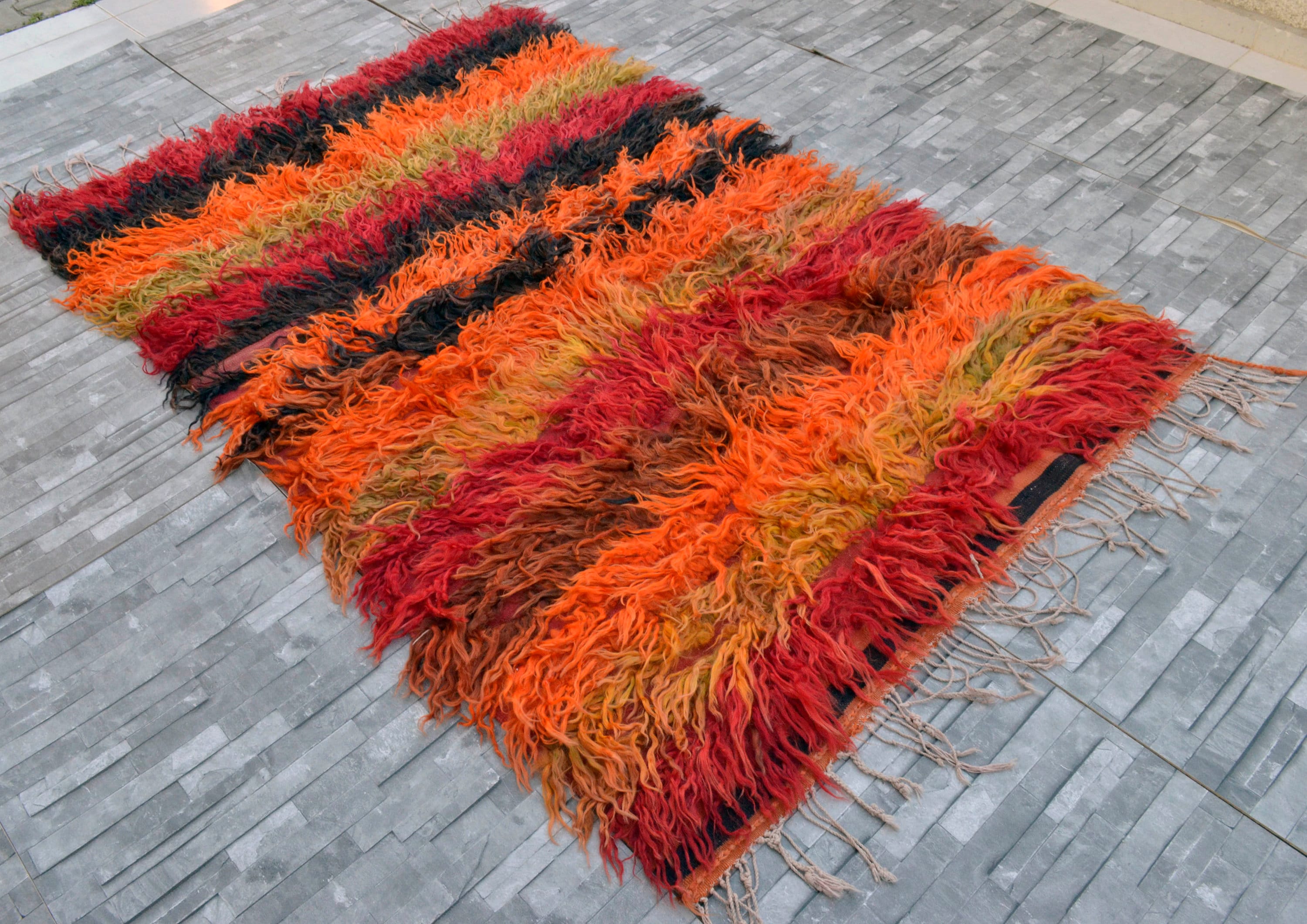 4x6 ft Hand Made Shaggy Rug. Mohair Wool Area Rug. Colorfull Etsy