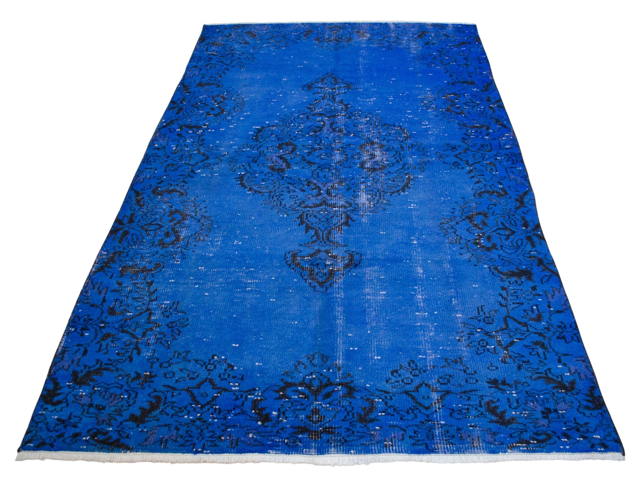 Cobalt BLUE Turkish Oushak Rug Hand Knotted Carpet Medallion Motif