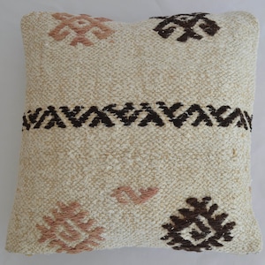 16&quot; x 16&quot; Vintage HEMP kilim Pillow cushion cover Turkish pillow sham kilim rug pillow pillow case Kilim Rug Cushion Decor 40 x 40 cm  *
