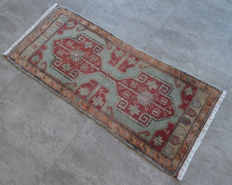 2x3 ft Rug Hand Knotted Small Oushak Rug Turkish Rug Front of Kitchen Sink Bath mat Rug Mini Rug Oushak Rug Actual 20\u02ba x45\u02ba *