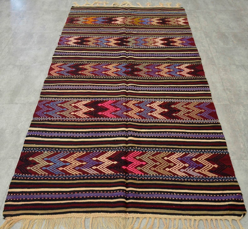 Home Decor 4/'6 x 8/'4 Turkish Kilim Rug Hand Woven Flat Weave Area Rug Jajim 53 x 100 * Entryway Rug