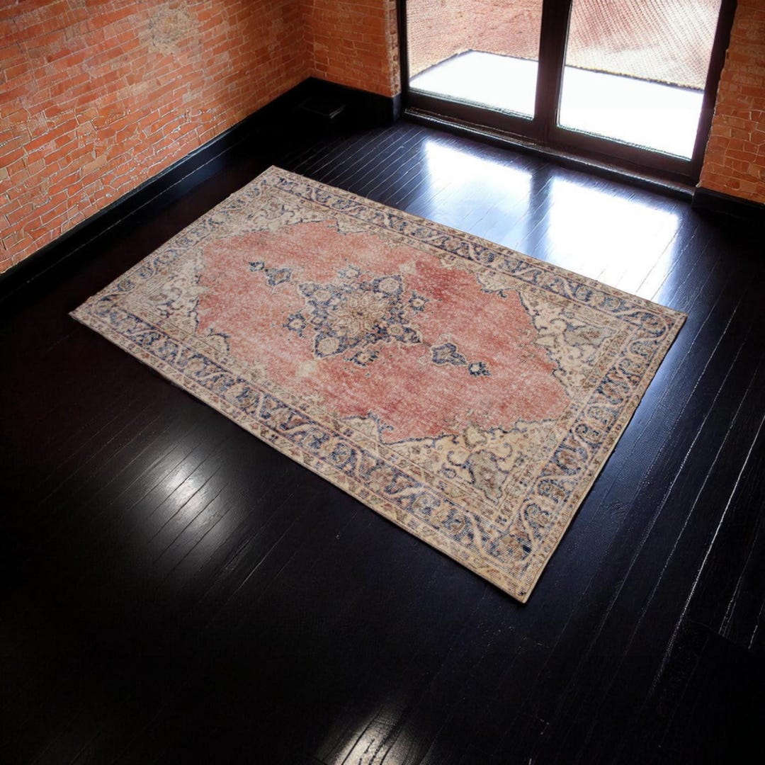 Turkish Rug Artist Distorted Muted Colors Distressed Turkish Rug Vintage Handmade Room Decor Low ...