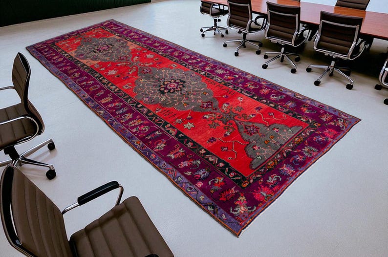 Hand Rummer Turkish Runner Rug Hand Knotted Tribal Extra Large Runner Organic Wool ...