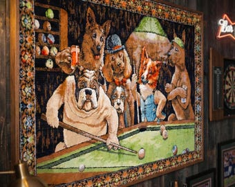 プールで遊ぶ犬たち I タペストリー 壁掛け シューティングボール 複製