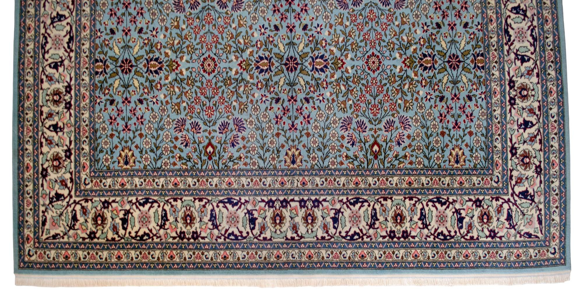 ヴィンテージ ヘレケ ラグ：手織りトルコウールカーペット、花柄