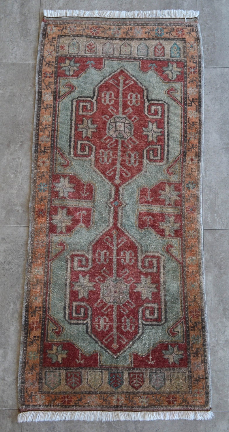 2x3 ft Rug Hand Knotted Small Oushak Rug Turkish Rug Front of Kitchen Sink Bath mat Rug Mini Rug Oushak Rug Actual 20\u02ba x45\u02ba *