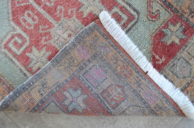 2x3 ft Rug Hand Knotted Small Oushak Rug Turkish Rug Front of Kitchen Sink Bath mat Rug Mini Rug Oushak Rug Actual 20\u02ba x45\u02ba *