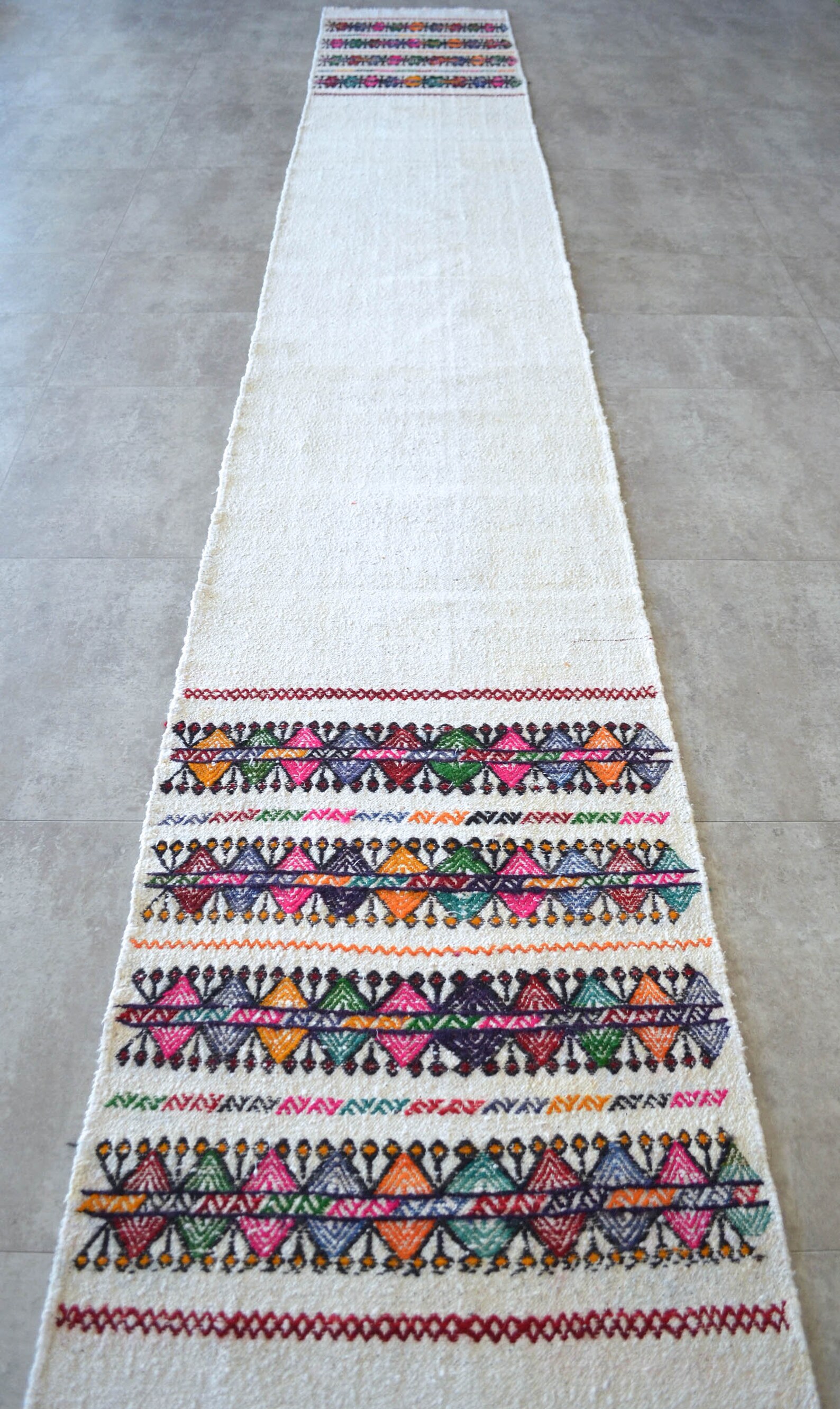 14 Feet Long Turkish Runner Rug Hand Woven Natural Cotton Etsy