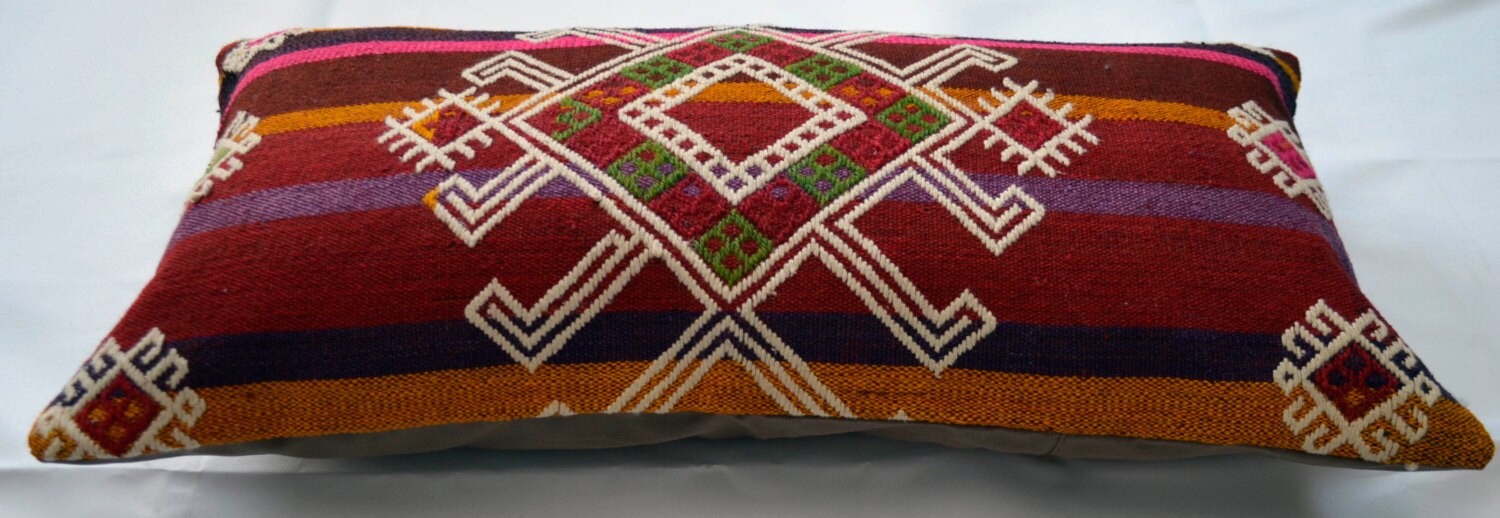 13 X 26 Vintage Kilim Lumbar Cushion Cover Turkish Etsy