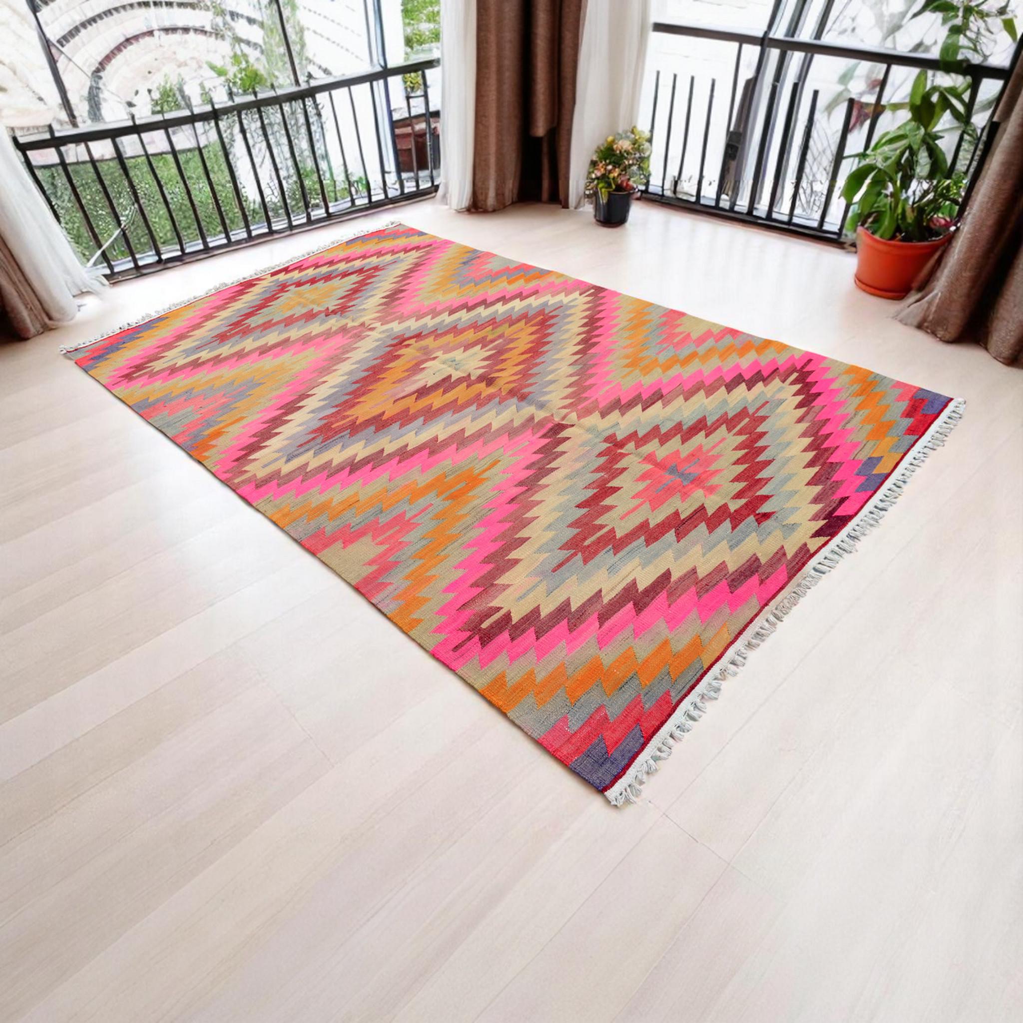 キリム 手織りスザニ スーパー ヴィンテージ 118cmx190cm ラグ キリム