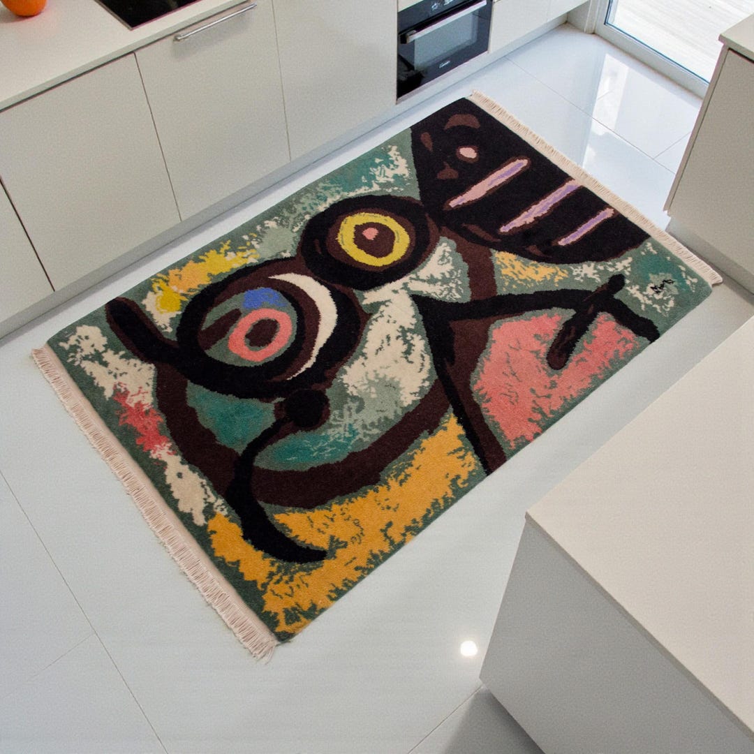 Miro Design Rug Vintage Joan Miro Art Rug: Mid-century French Gobelin Hand-knotted Wool ...