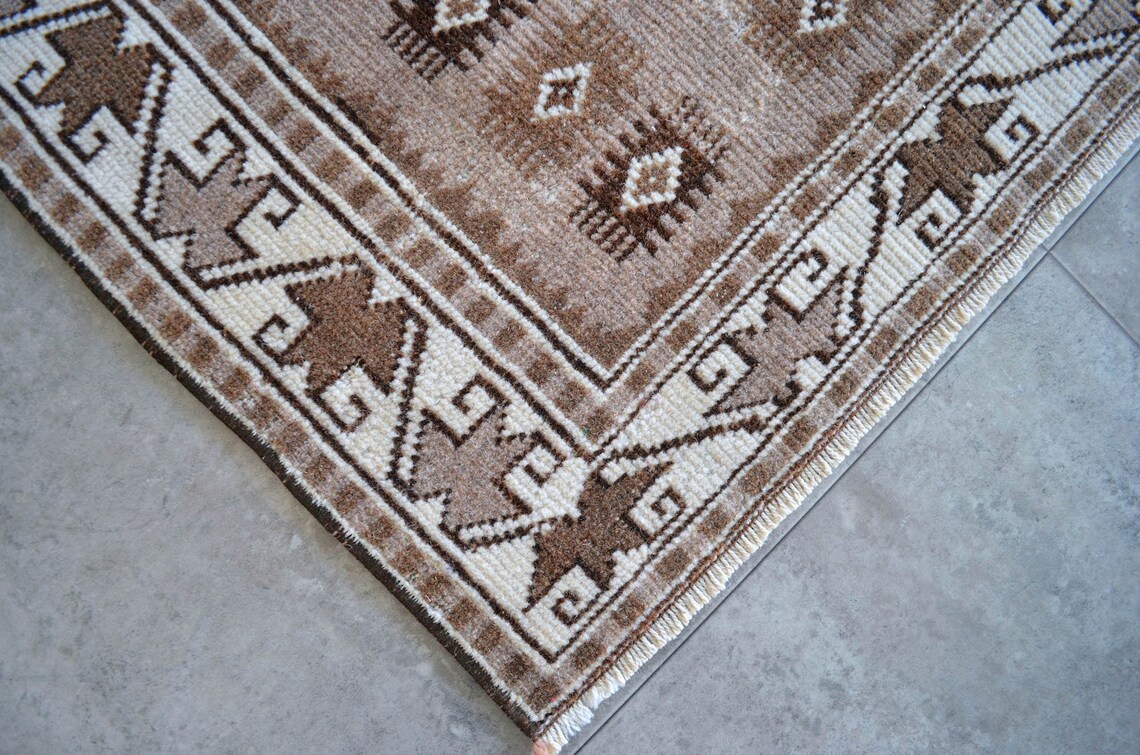 3x4 Rug Hand Knotted Small Oushak Rug Low Pile Kitchen Rug Etsy