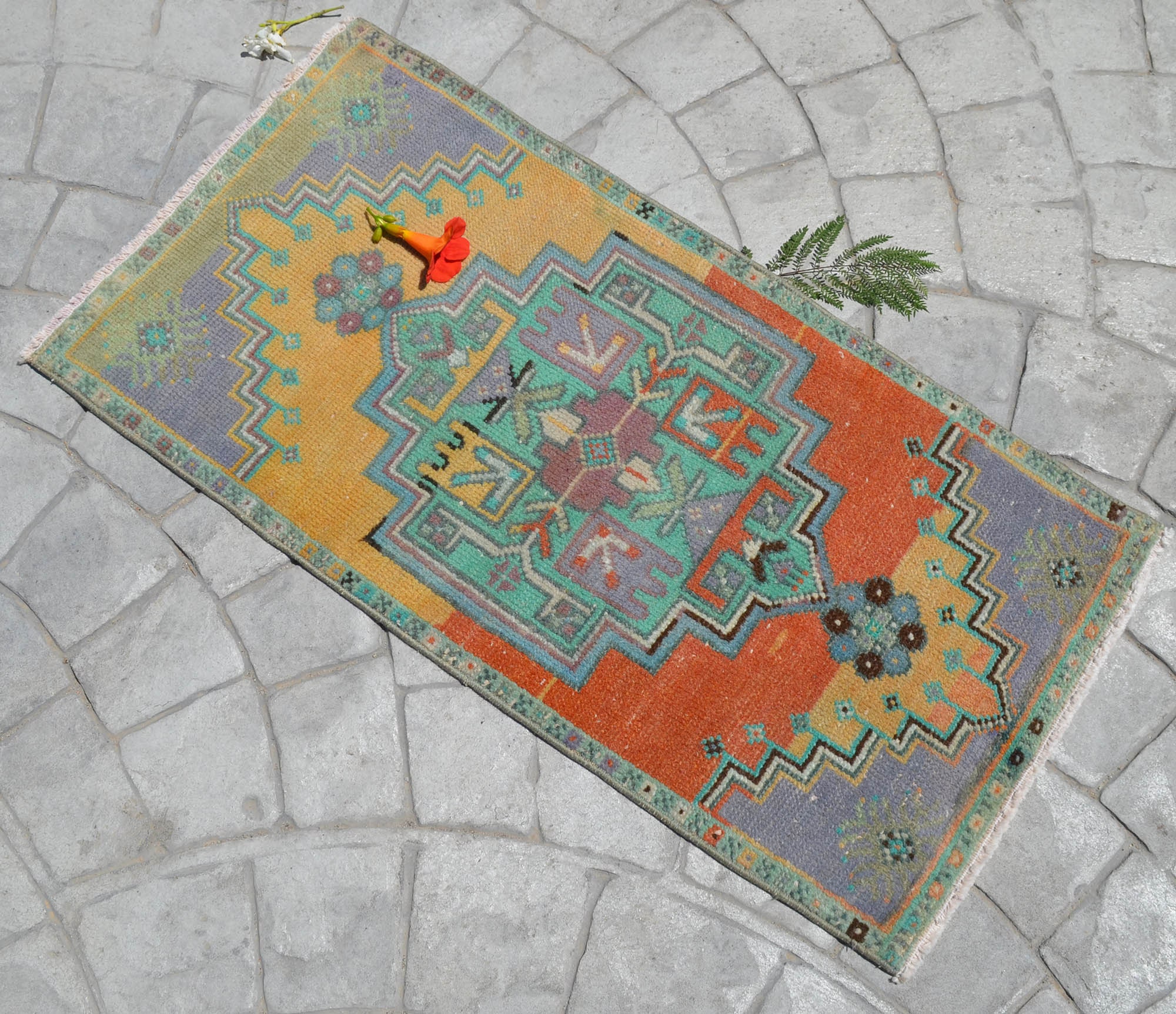 Front of Bathroom Sink Rug 19x37 Hand Knotted Etsy