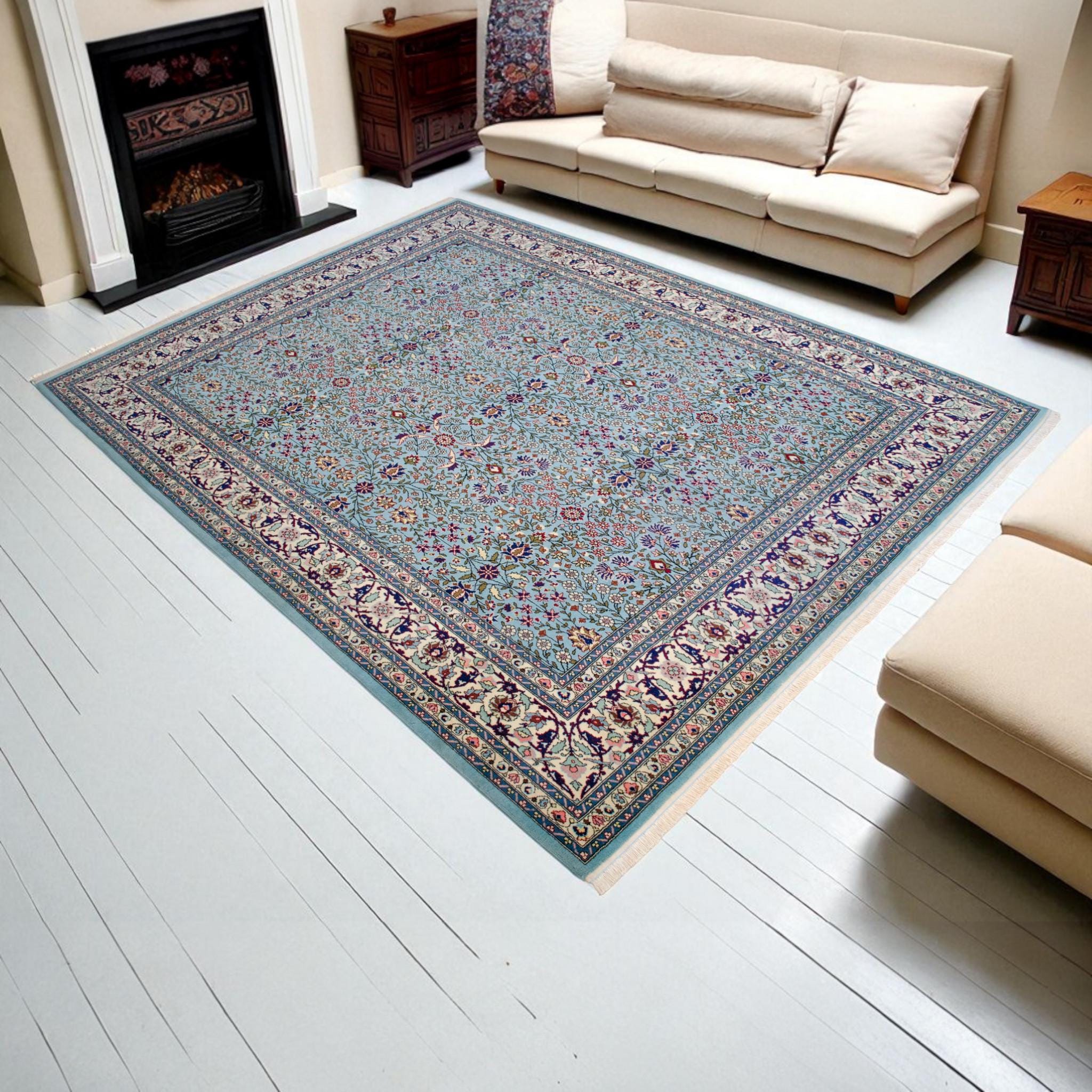 ヴィンテージ ヘレケ ラグ：手織りトルコウールカーペット、花柄