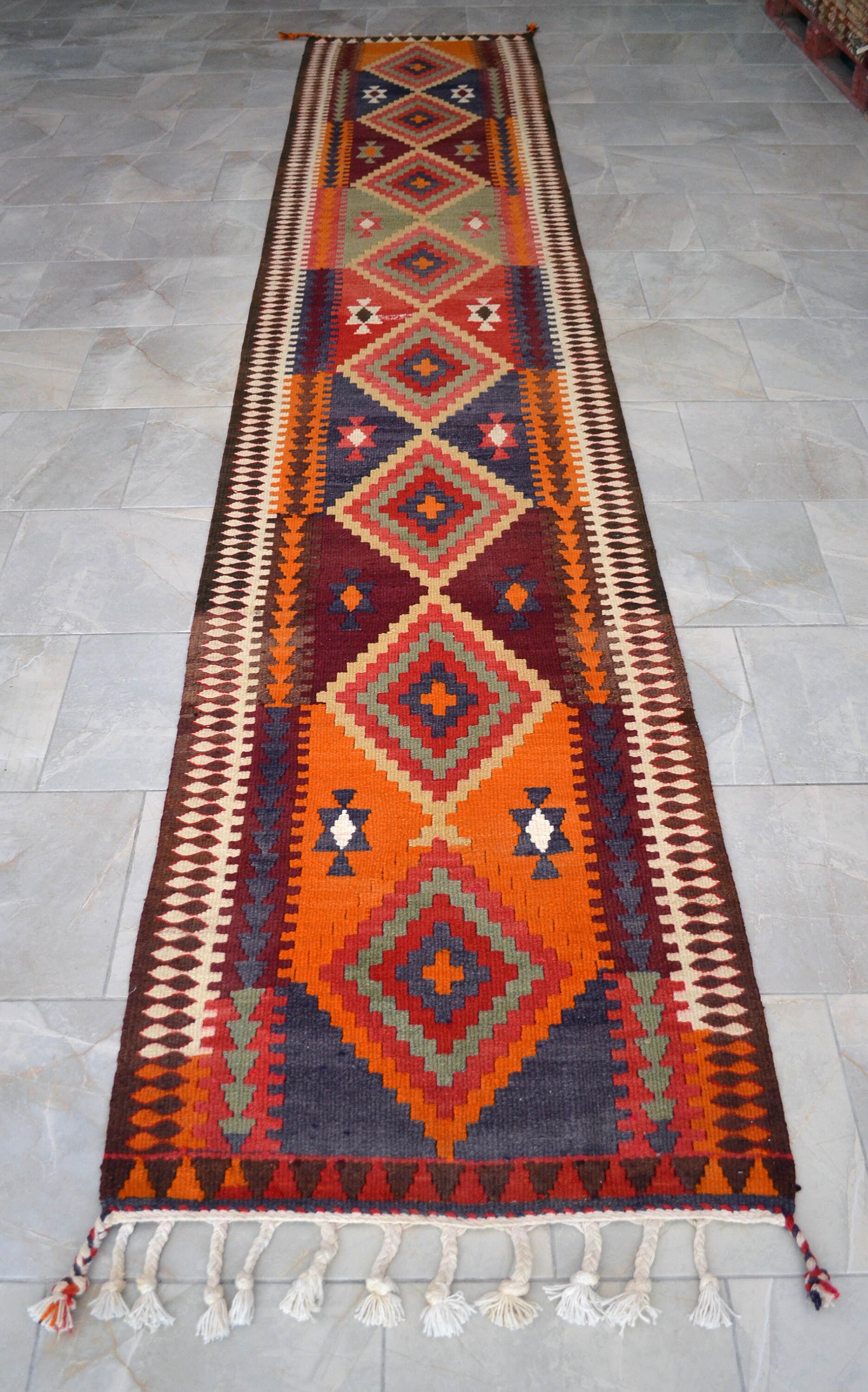 いしRUM RUNNER & Caliber III セット 3x15 Ft Runner Rug. SPECTACULAR Hand Made Extra Long Runner