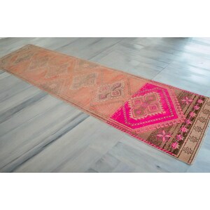 Turkish Kurdish Runner 3&#39; x 12&#39; Hand Knotted Wool Vintage Tribal Runner Rug Hallway Decor Kitchen Rug 36″ x 144″ Pink runners  *