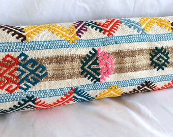 12" x 47" Wedding Pillow Wool kilim lumbar Pillow cushion cover Turkish pillow sham rug pillow case Kilim Rug Cushion Decor 31 x 120 cm  *