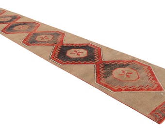 19 Ft Long Runner Hand Knotted Turkish Rug - Vintage  Extra Long Turkish Runner Kitchen Rug Hallway Decor actual: 3′1″ × 19′