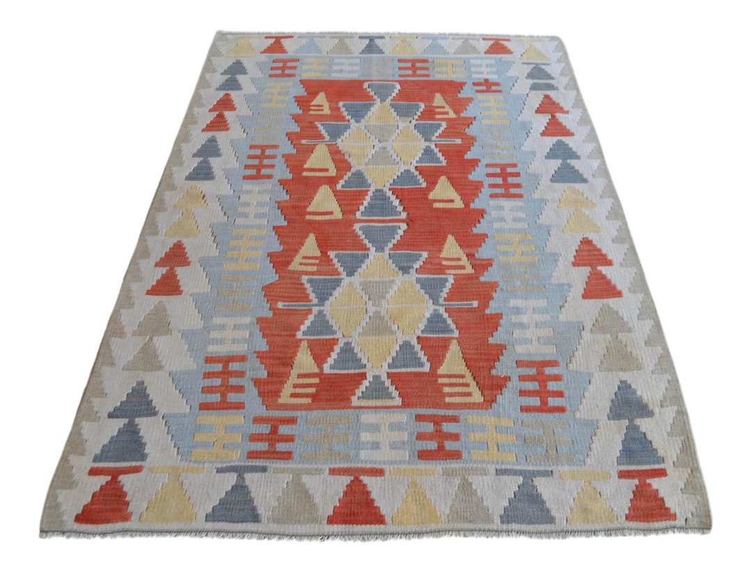 5x4 Rug Turkish Kilim Rug. Anatolia Hand Woven Wool Flat Weave Area Rug ...