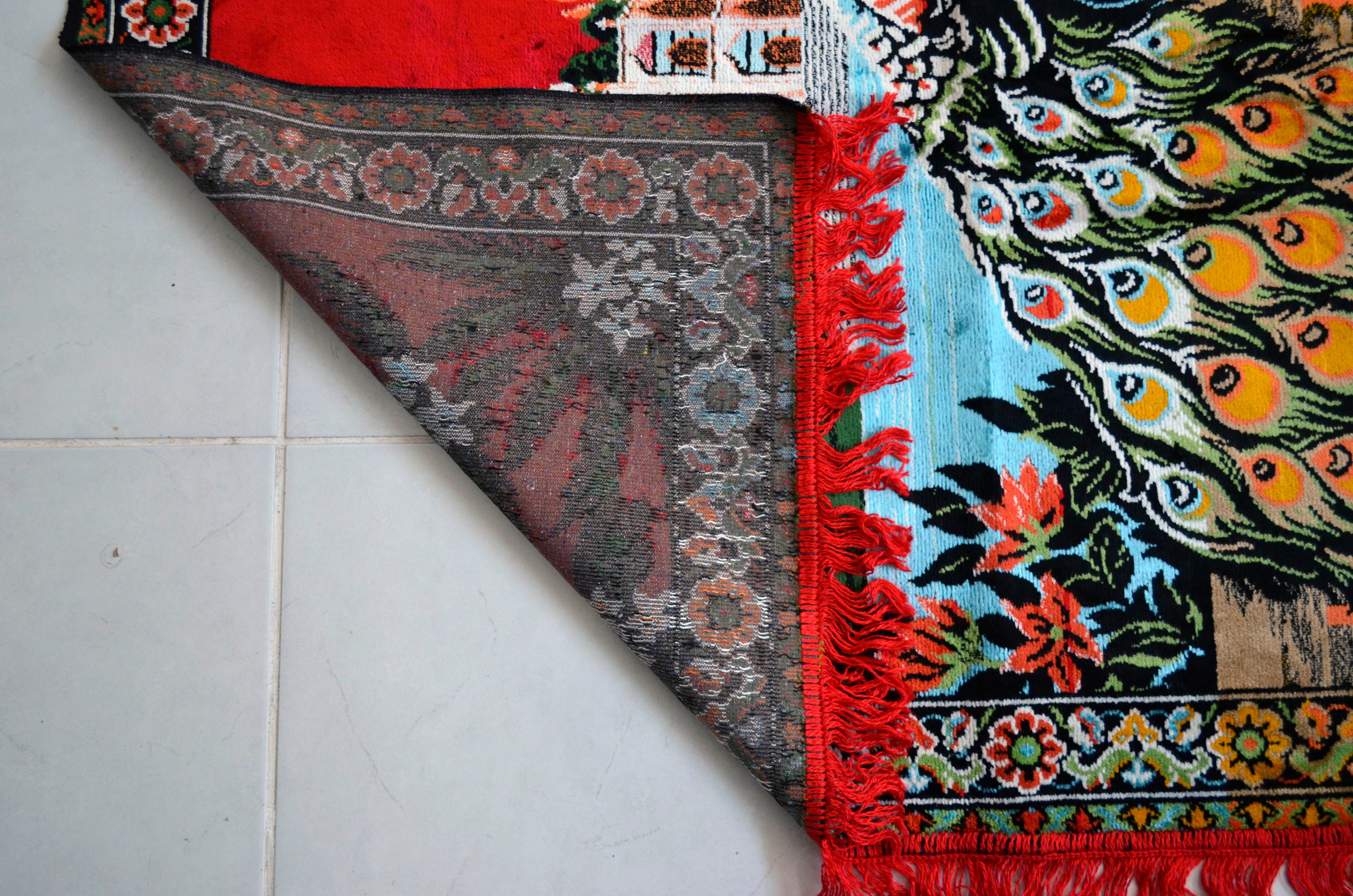 Peacock Pattern Vintage Wall Rug Rayon Tapestry 48 x Etsy