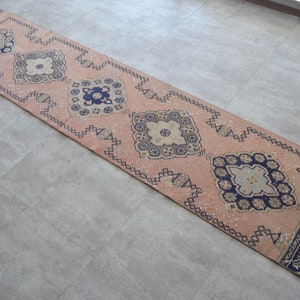 Türkischer Teppichläufer aus Verblichenen Farben 60x380cm - Handgeknüpfter Oushak Teppich Läufer