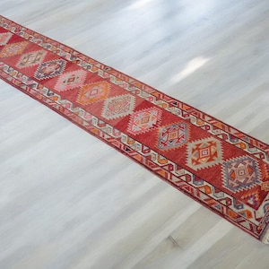 3x13 Ft Runner Hand Knotted Kurdish Runner Rug - Vintage Turkish Herki Tribal Runner Kitchen Island Rug  actual: 31″ x 156″