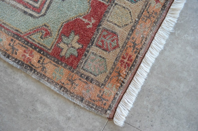 2x3 ft Rug Hand Knotted Small Oushak Rug Turkish Rug Front of Kitchen Sink Bath mat Rug Mini Rug Oushak Rug Actual 20\u02ba x45\u02ba *