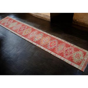 2x13 Ft Long Runner Hand Knotted Kurdish Runner Rug - Vintage Turkish Rug Herki Rug Tribal Runner Kitchen Island Rug actual: 25″ x 147″