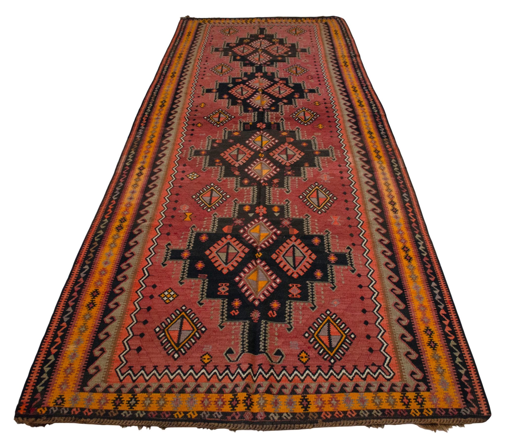 5×13 Ft Vintage Turkish Rug Handwoven Natural Wool Kilim Large