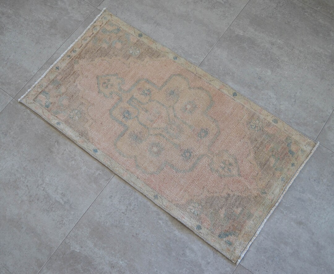 2x3 Rug, Front of Bathroom Sink Rug Hand Knotted Small Rug Yastik