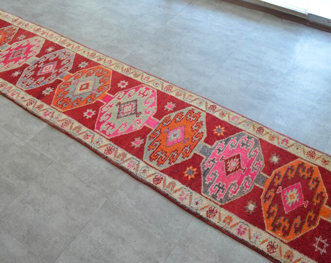 3x18 Ft Extra Long Runner Kurdish Hand Knotted Runner Rug Vintage