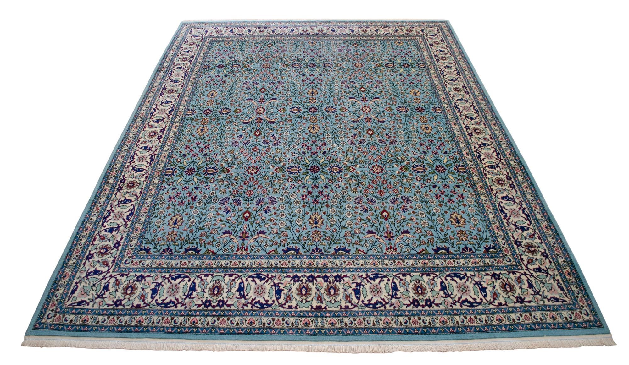 ヴィンテージ ヘレケ ラグ：手織りトルコウールカーペット、花柄