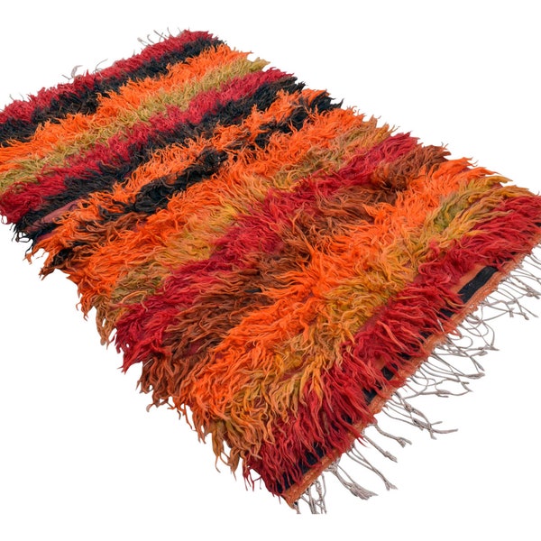 4x6 ft Hand Made Shaggy Rug. Mohair Wool Area Rug. Colorfull Turkish Rug Angora Rug Home Decor Actual: 45'' x 75''  *