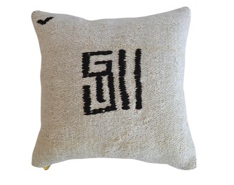 16" x 16" HEMP kilim Pillow cover cushion Turkish pillow sham kilim rug pillow case Rug Cushion Decor 40x40 cm Primitive Icons Pattern   *
