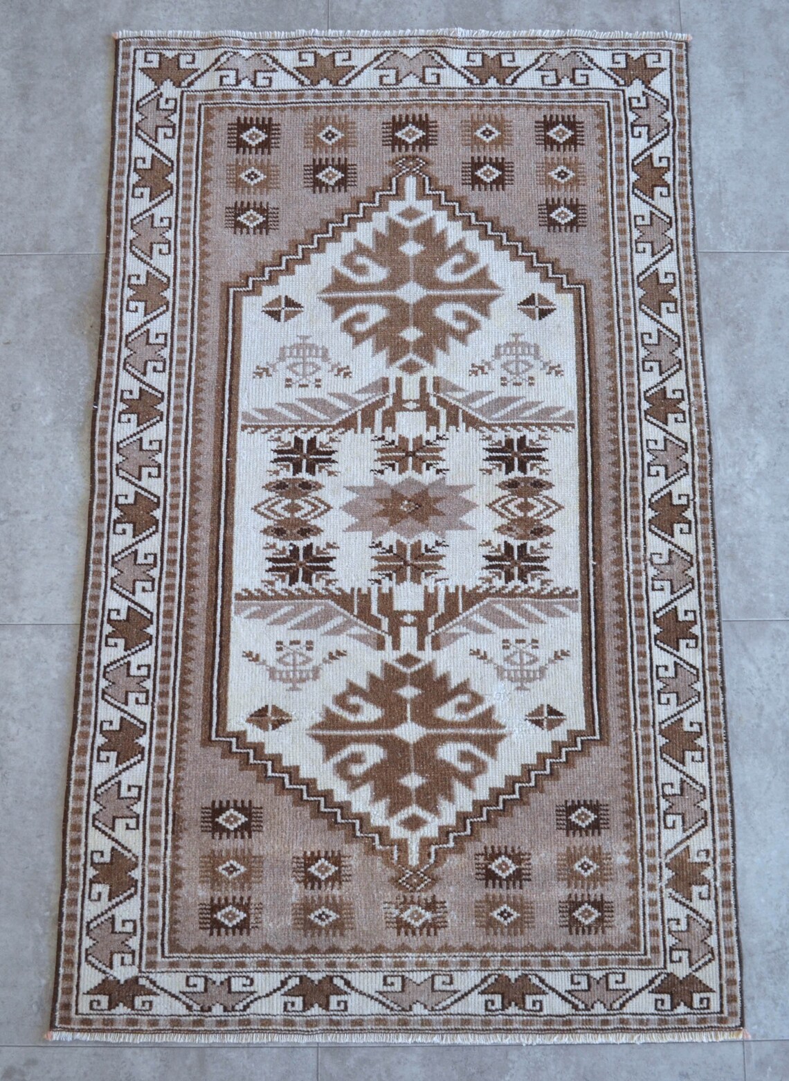 3x4 Rug Hand Knotted Small Oushak Rug Low Pile Kitchen Rug Etsy