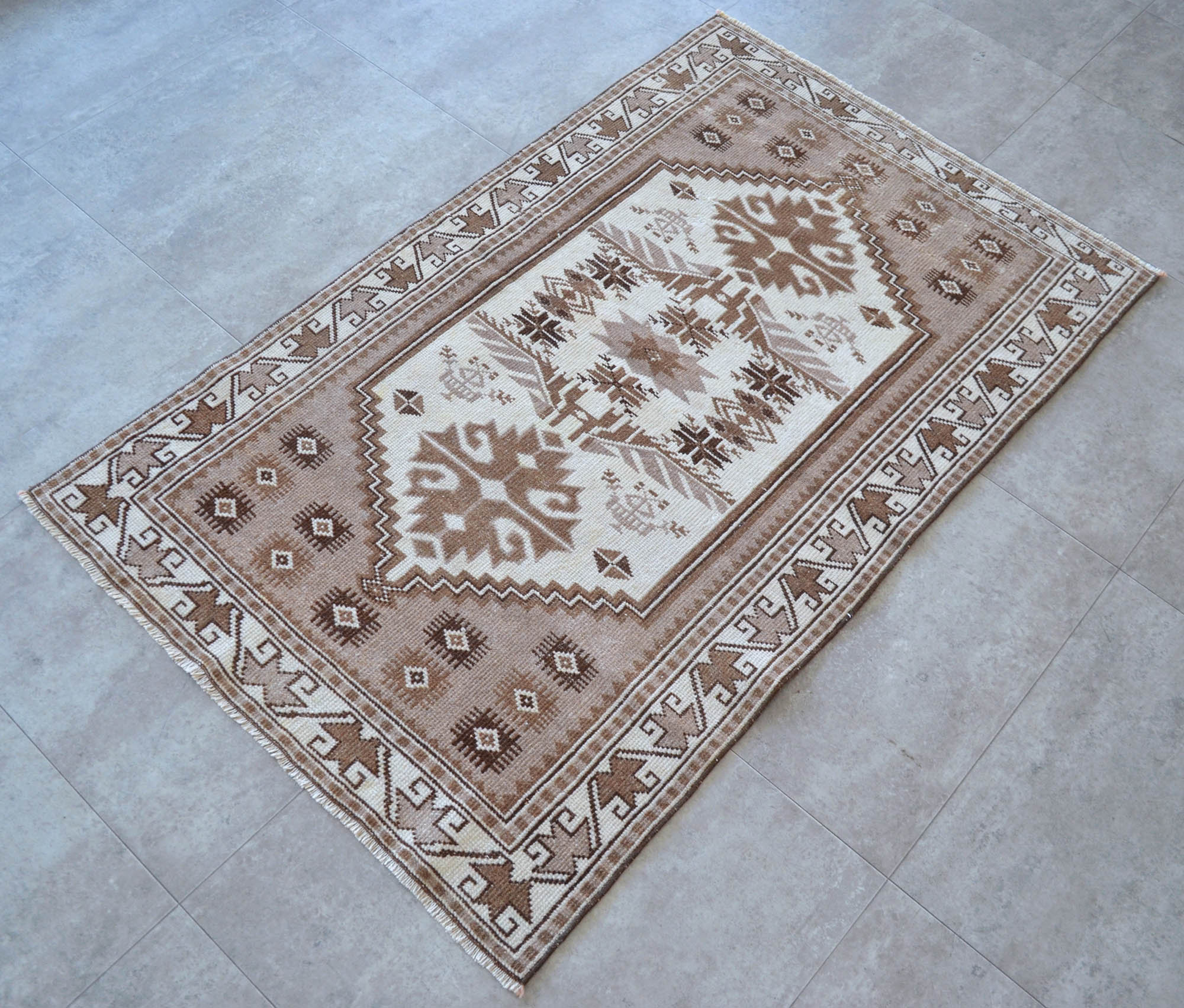 3x4 Rug Hand Knotted Small Oushak Rug Low Pile Kitchen Rug Etsy