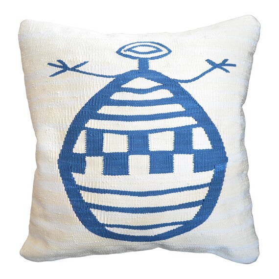 SEIDEKISSEN Hülle Kelim Kissenhülle - Kissen Sham - Afrikanische Illustration Style Kissen Bio Teppich Kissenbezug Dekokissen 40,5 x 40,5 cm