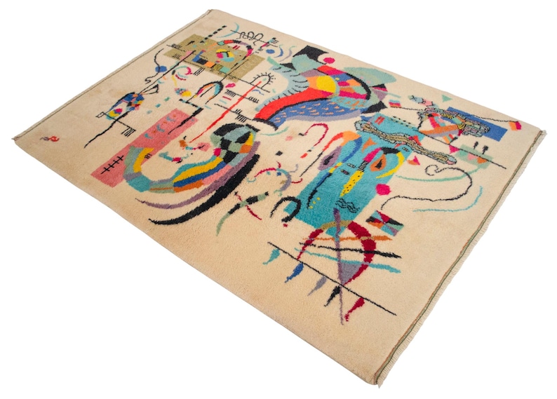 Kandiski Rug Wassily Kandinsky Accompanied Center Inspired Fine Art Hand Knotted ...