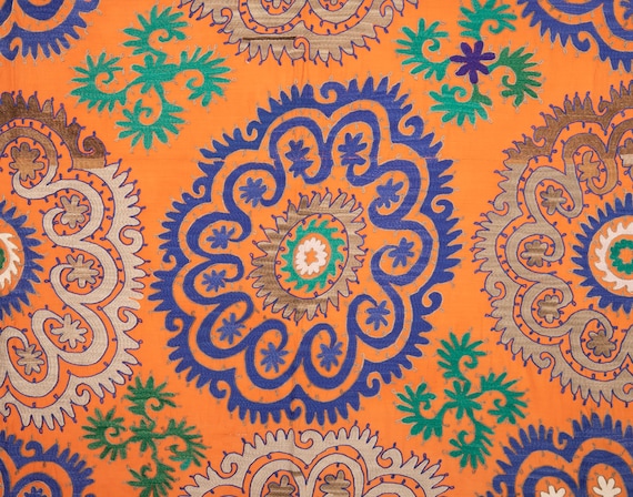 Vintage Orange Suzani From Samarkand, Uzbekistan 1960s/70s
